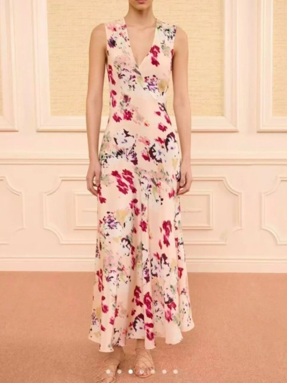 Ulla Johnson Elowen Silk Midi Dress US4 Summer Garden Blush Floral